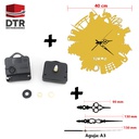 Frente de reloj con máquina y agujas - Diseño: Tokio - Medidas: 40 cm de diámetro - Material: MDF 3 mm