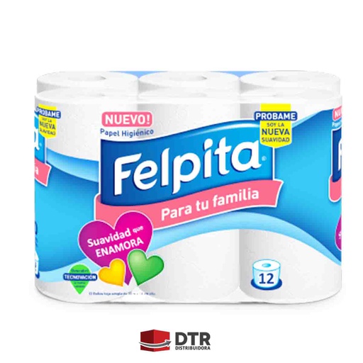 Papel higiénico felpita de 12 Rollos de 30 mts cada uno