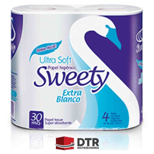 Papel Higiénico SWEETY de 4 Rollos x 30mts - Doble HOJA